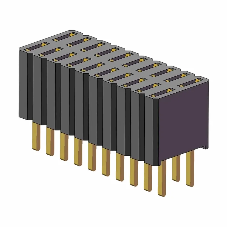 1.27x2.54mm header baineann as a chéile dúbailte 180 céim ag dul