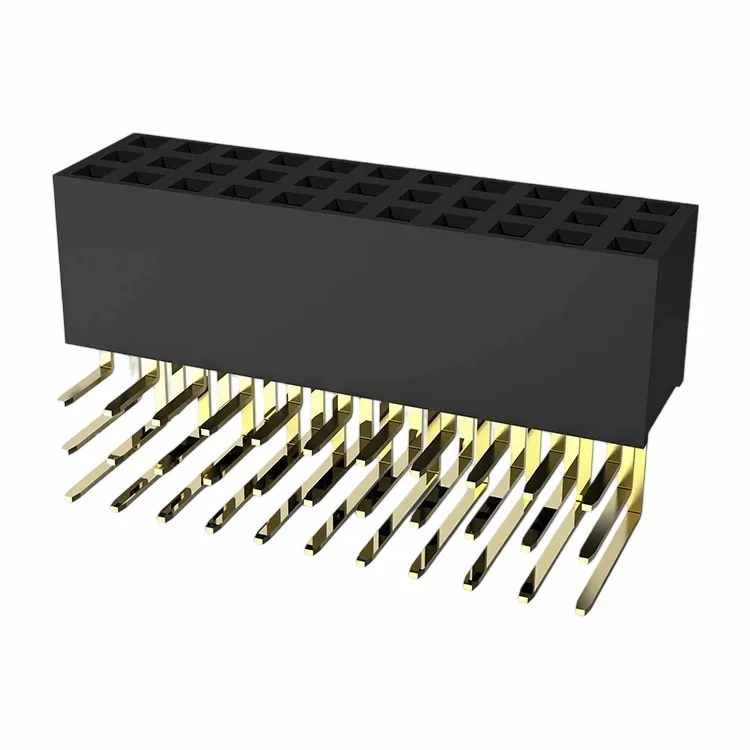 2.54mm header baineann Tripple Row Right uillinn Dip Y Cineál